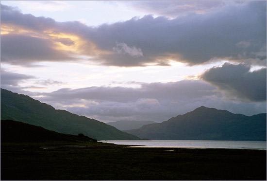 After sunset — with a benevolent eye watching over Barrisdale Bay