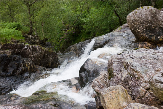 The ruined ford in Allt Coire Sgoireadail above Kinloch Hourn