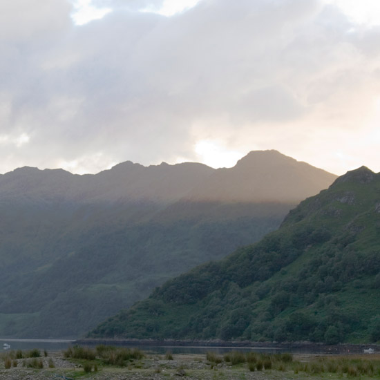 Zoom: Evening falls over Druim Fada and Loch Beag