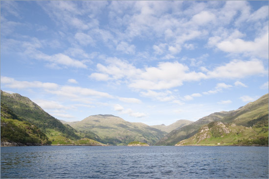 Looking eastward over inner Loch Hourn, one late afternoon in June