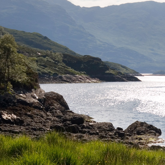 Diamonds on Loch Hourn — an evening view from Runeval