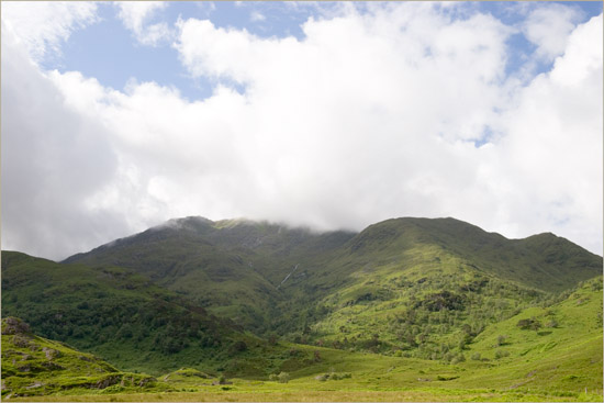 Morning clouds exploding from Luinne Bheinn