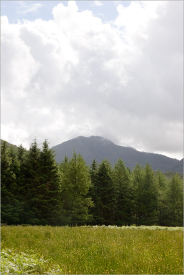 Slat Bheinn, the solitary hill in Glen Barrisdale; a morning view from the White House