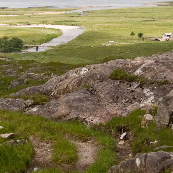 Zoom: Barisdale with the river and the bay, from the path into Glen Barisdale