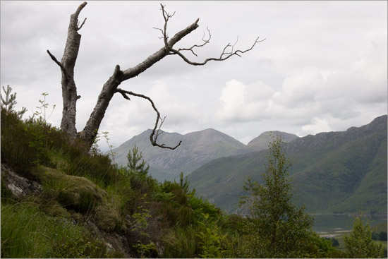 Grey skies over Barisdale, from Doire Asamaidh