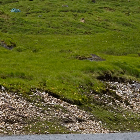 Zoom: The entrance of Coire nan Gall from Loch Quoich – our wee tent at the footof the climb to Ben Aden