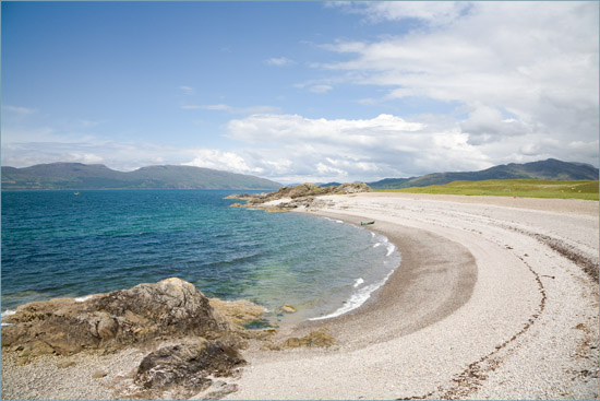 Our boat beached at Slisneach – with wind picking up and ocean getting rough...